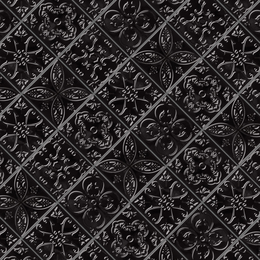 Trend 7-7/8" x 7-7/8" Ceramic Wall Tile, Black, Black