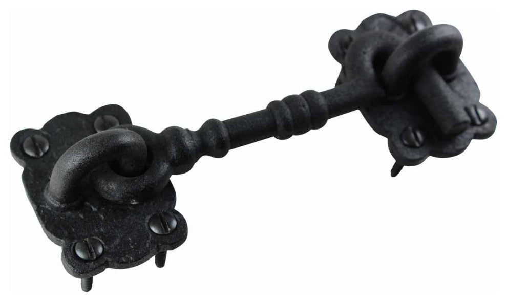 Renovators Supply Wrought Iron Cabin Hook Eye 5.5" Black Door Latches Pack of 2