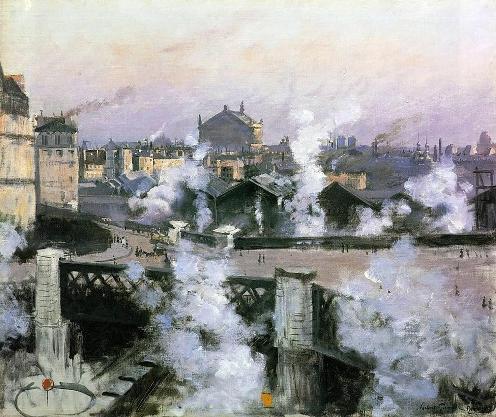 Norbert Goeneutte The Pont de l'Europe and Gare Saint-Lazare Gallery Wrap Canvas