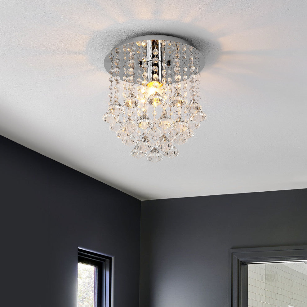Lillibet 9.88" 1-Light Transitional Iron LED Semi Flush Mount, Chrome/Clear