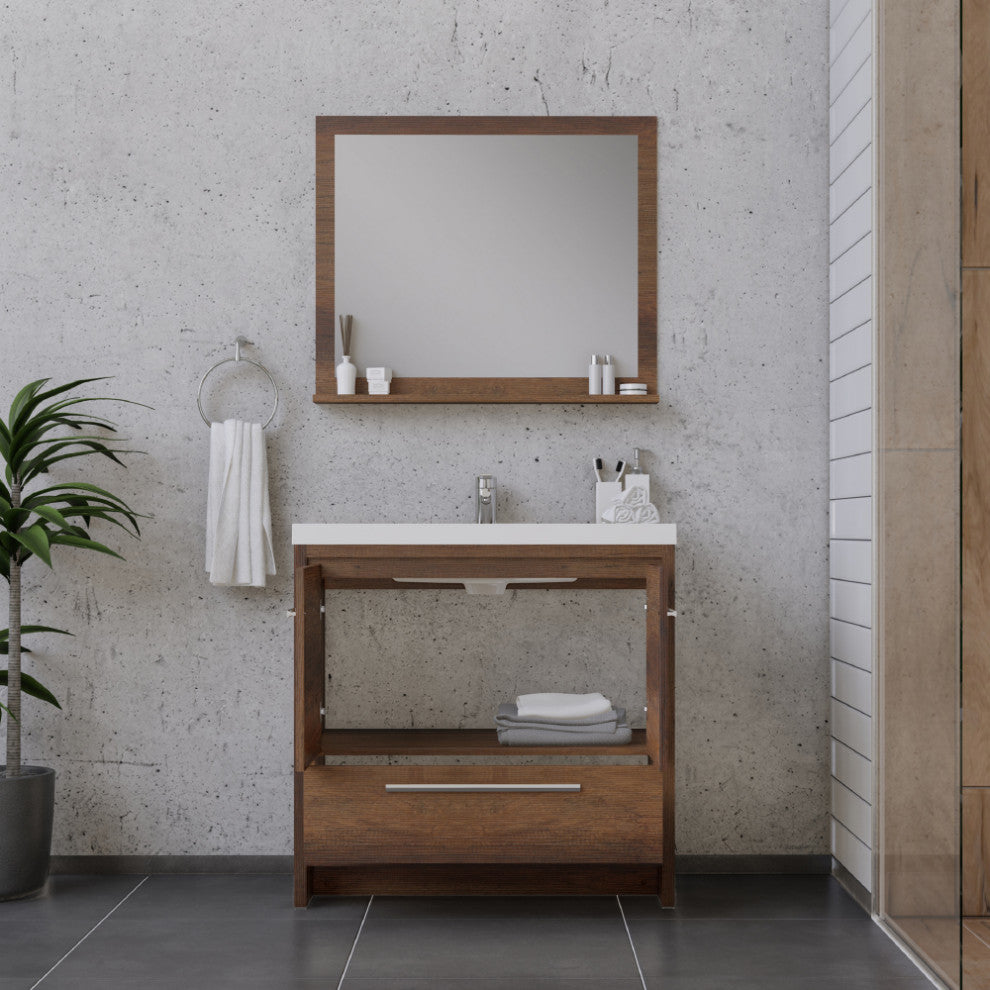 Sortino 36" Bathroom Vanity With Sink, Rosewood