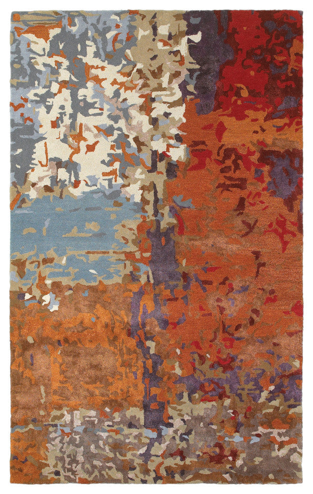 Galen Contemporary Abstract Multi/ Orange Area Rug, 3'6"x5'6"