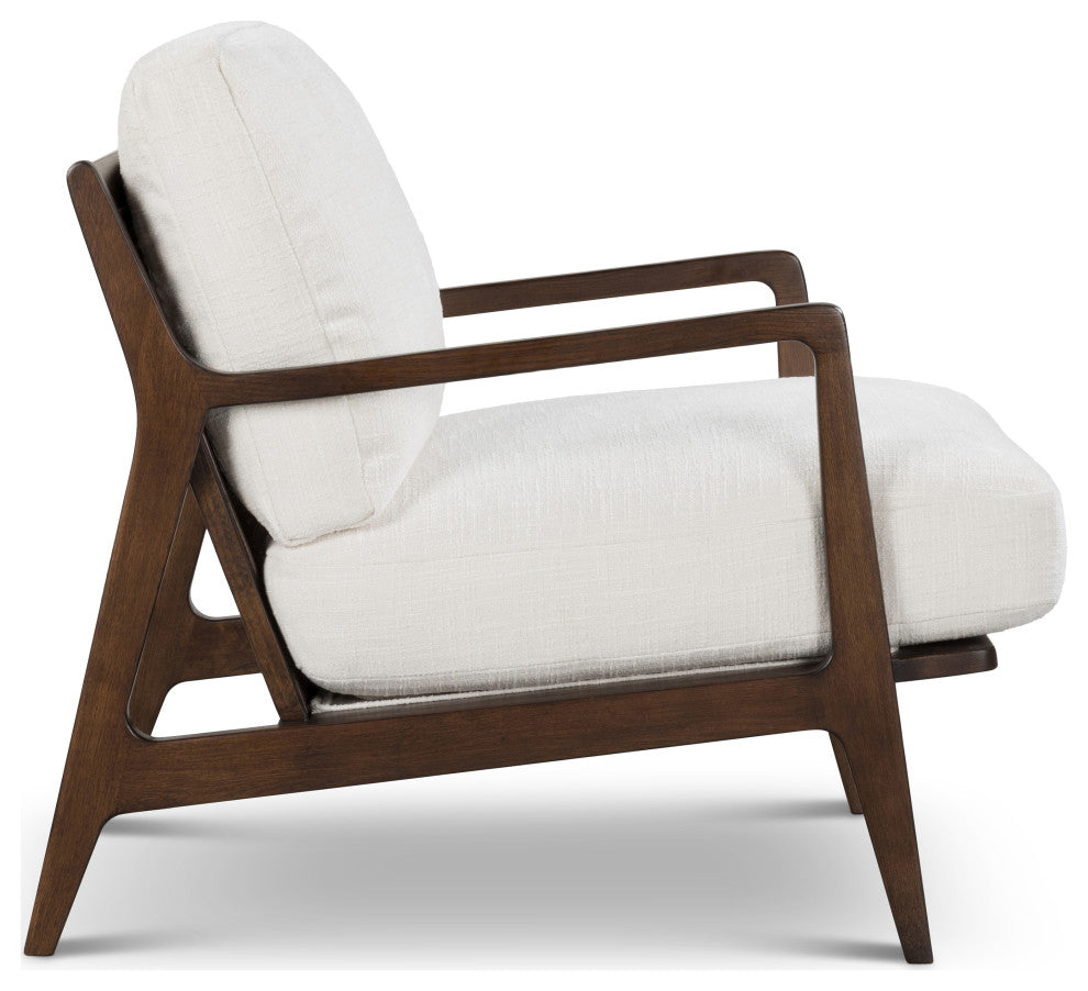 Metro Carmelo Upholstered Accent Chair, Walnut/Cream Genuine Leather