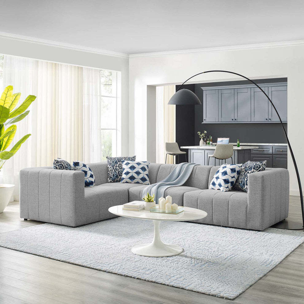 Sectional Sofa Set, Fabric, Gray, Modern, Living Lounge Hotel Hospitality