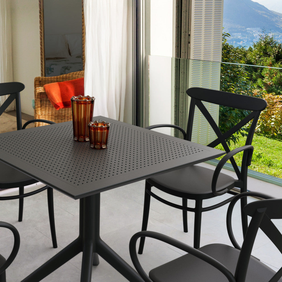 Cross XL Patio Dining Set With 4 Chairs Black