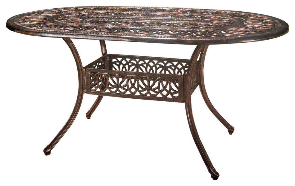GDF Studio Outdoor Cast Aluminum 6-seater Oval Dining Table