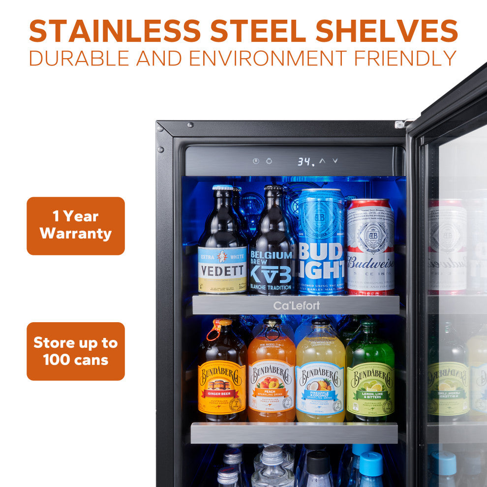 Ca''Lefort 15" 100 Cans  Beverage Refrigerator Built-In Soda Beer Drink Cooler