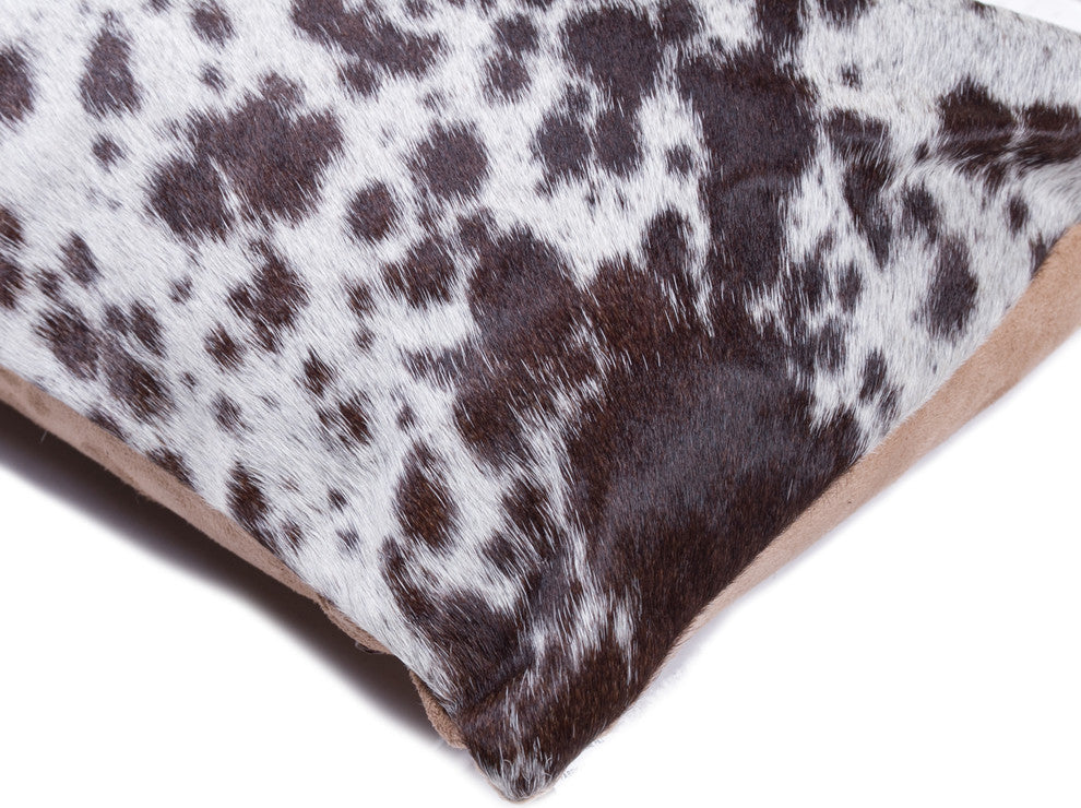 12"x20" Torino Cowhide Pillow, Salt and Pepper/Chocolate and White