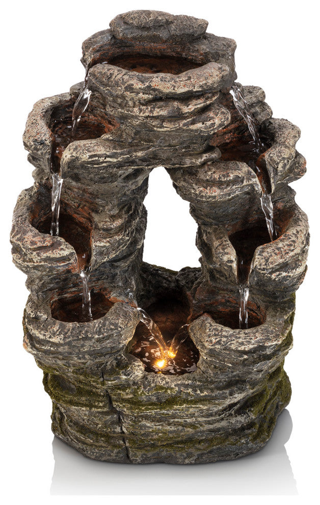 Alpine Stone Look Oval Shaped Fountain, 14" Tall