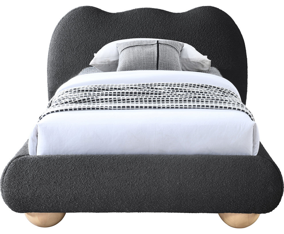 Hyde Boucle Fabric Upholstered Bed, Black, Twin