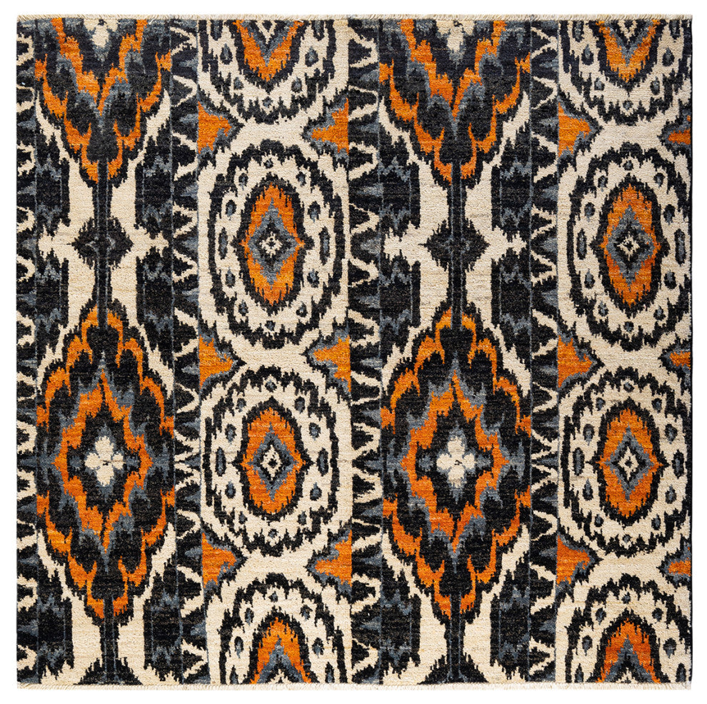Modern, One-of-a-Kind Hand-Knotted Area Rug Ivory, 6'' 2" x 6'' 2"