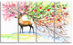 Deer with Beautiful Horn, Abstract Canvas Art Print, 48"x28", 4 Panels