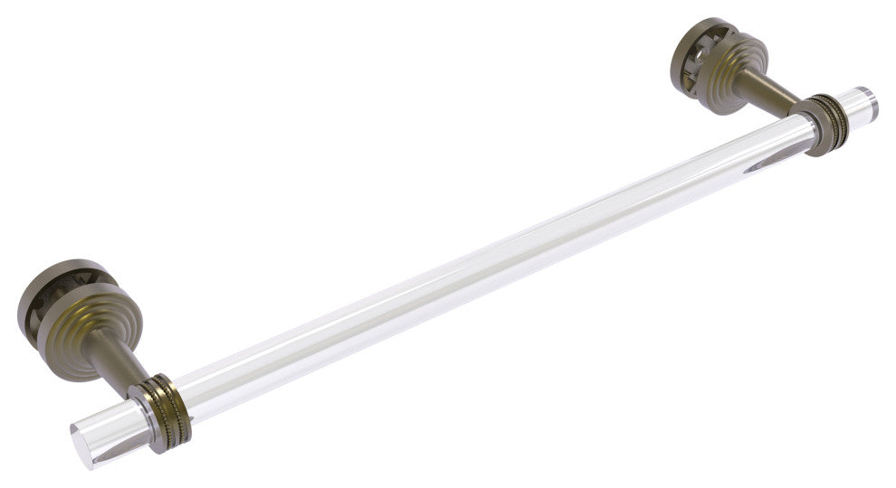 Pacific Beach 18" Shower Door Towel Bar with Dotted Accents, Antique Brass