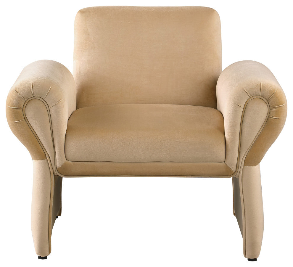 Fleurette Velvet Accent Chair, Camel