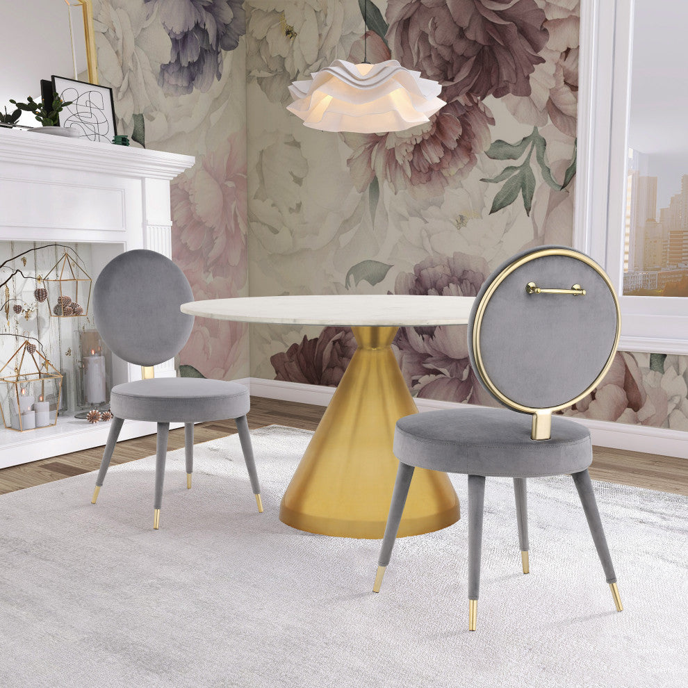 Brandy Velvet Upholstered Dining Chair, Set of 2, Gray