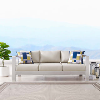 Shore Outdoor Patio Aluminum Sofa - Silver Beige