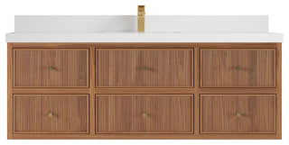 Sonoma Floating 60 Single Vanity in Dark Natural with 2" White Quartz