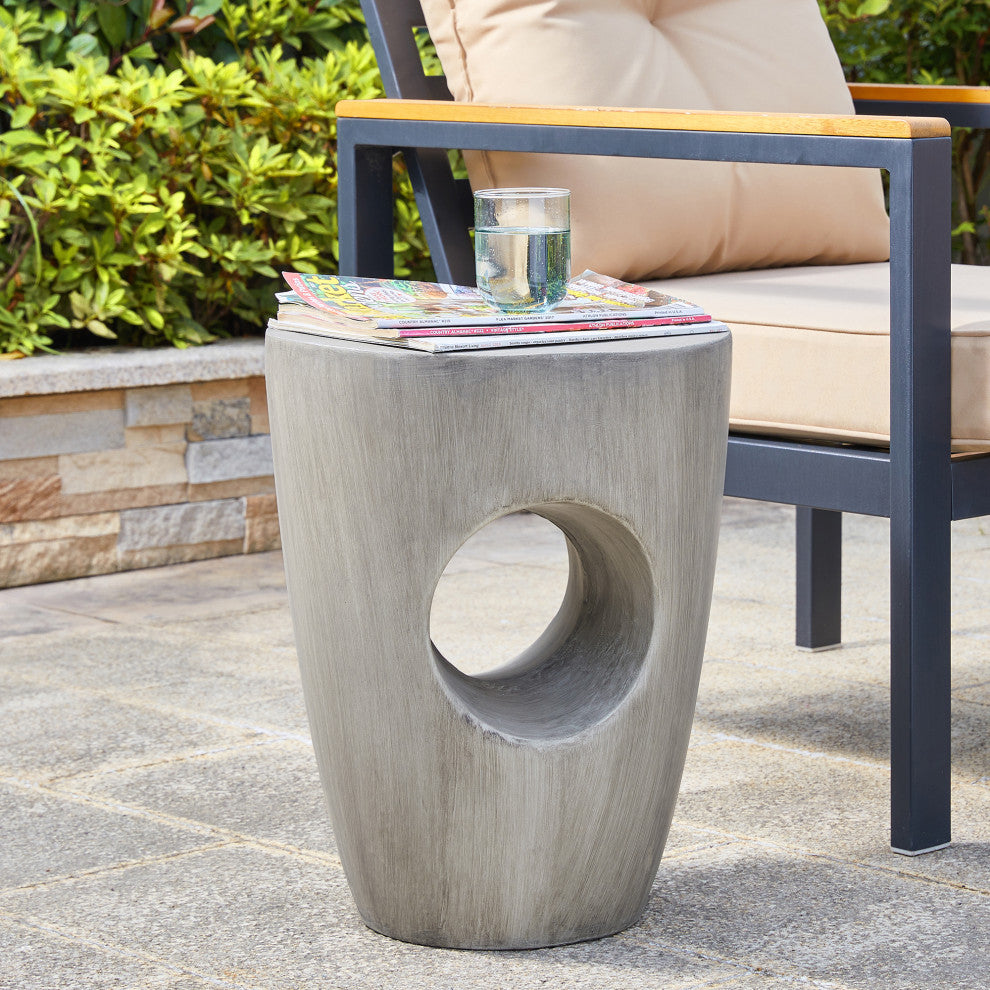 Multi-functional MGO Faux Concrete Garden Stool or Plant Stand or Accent Table