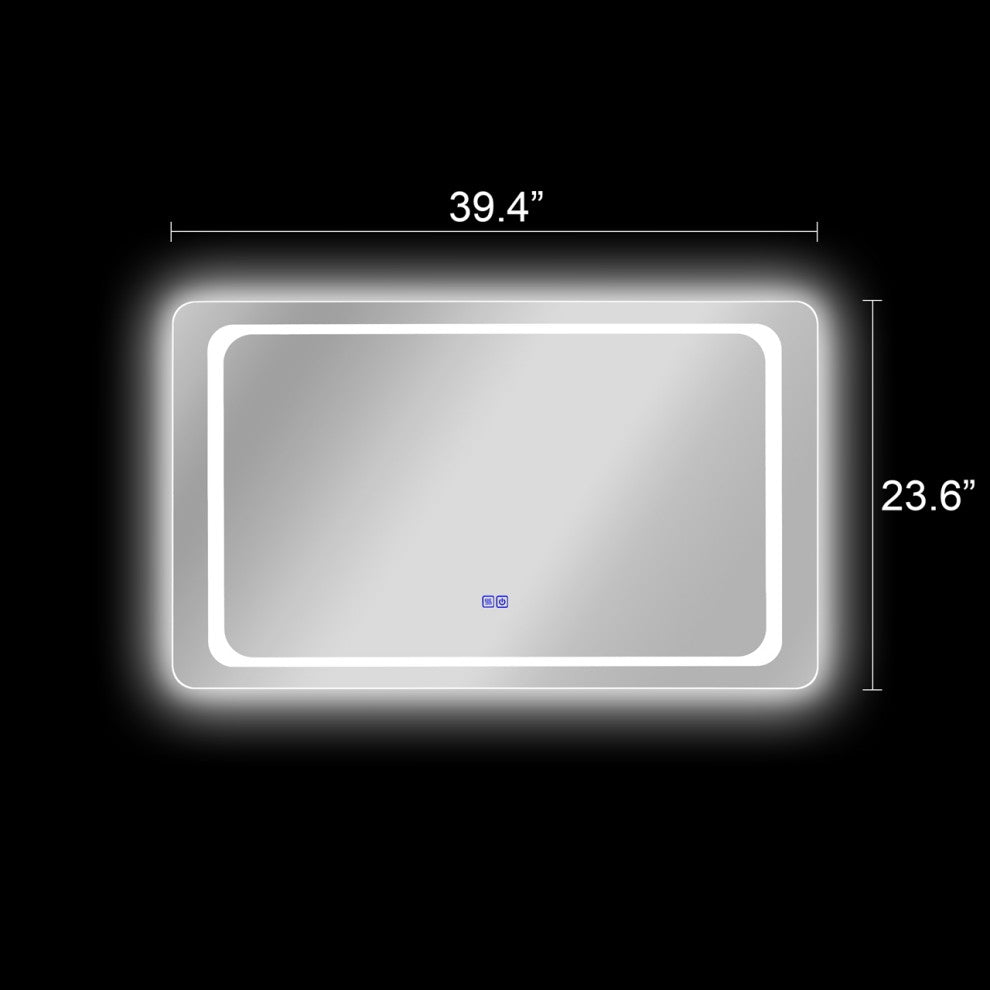 Luminosity Back Lit Rectangular Touchscreen Led Mirror, 39" Wide