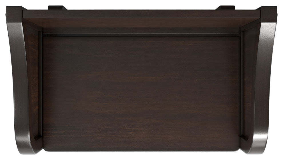 Connaught Solid Wood Small Entryway Storage Bench, Chestnut Brown