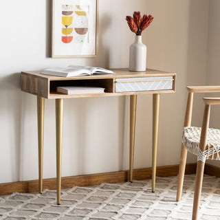 Safavieh Leni Desk, Natural/Brass