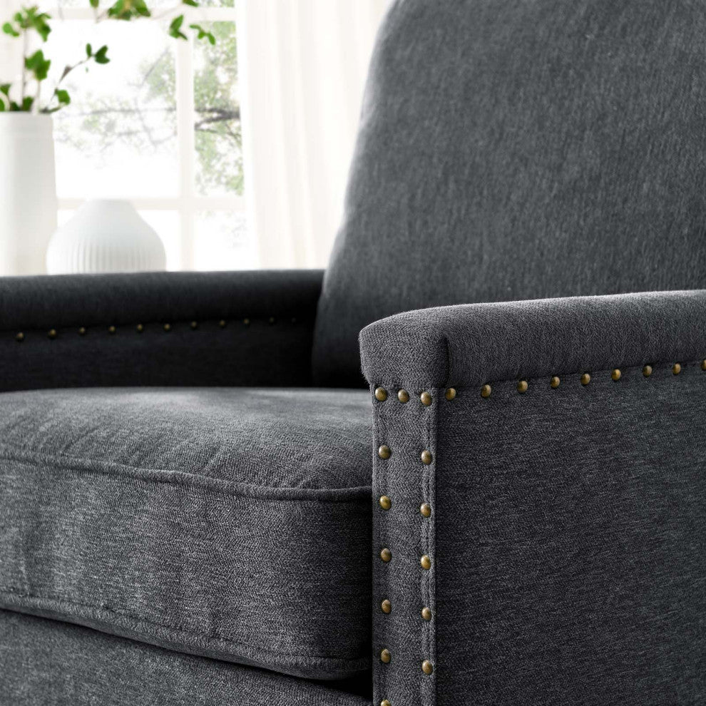 Armchair Accent Chair, Fabric, Dark Gray, Modern, Living Lounge Hospitality