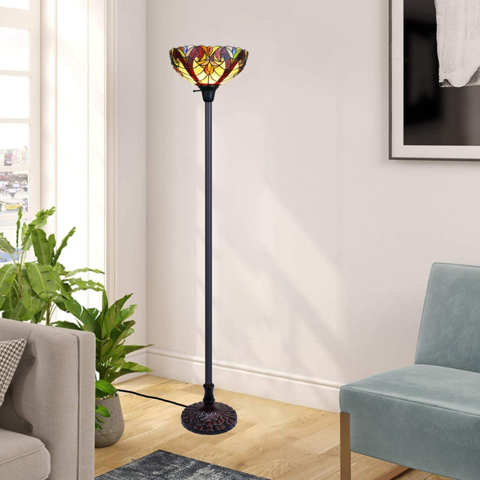 Chloe Lighting Adia Tiffany-Style Dark Bronze 1- Floor Lamp 14" Shade