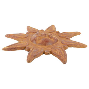 Star Clay Sun-Hand Painted-Garden-Handmade-15 inches, Red