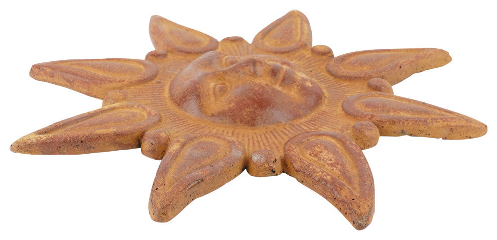 Star Clay Sun-Hand Painted-Garden-Handmade-15 inches, Red