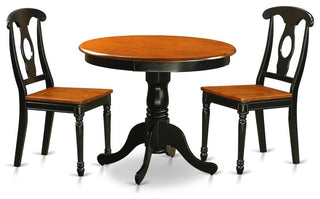 3-Piece Black Dining Room Set With 2 Wood Chairs