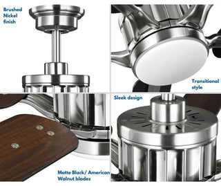 Claret 5-Blade Reversible Matte Black/American Walnut 56" DC Motor