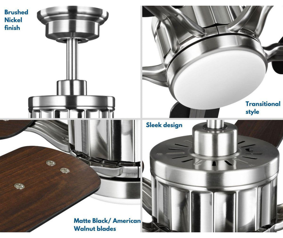 Claret 5-Blade Reversible Matte Black/American Walnut 56" DC Motor