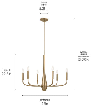 Deela 6 Light Chandelier 1 Tier Medium, Champagne Bronze