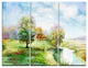 "Village Life" Glossy Metal Wall Art, 3 Panels, 36"x28"