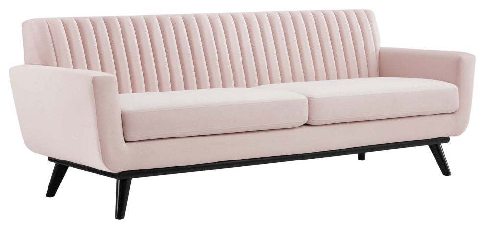 Engage Channel Tufted Performance Velvet Sofa Pink