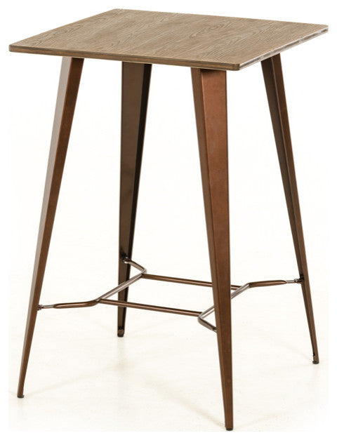 HomeRoots 41" Copper and Wood Bar Table