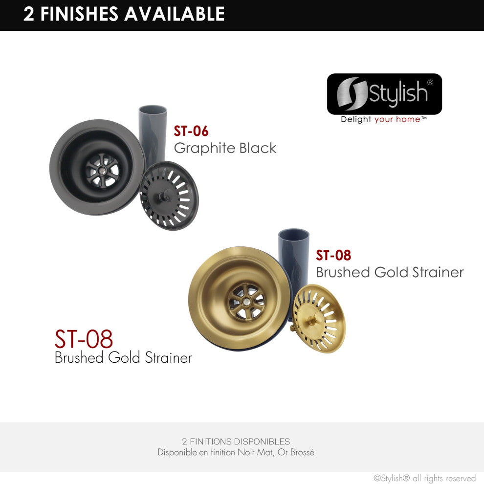 STYLISH 3.5" Brushed Gold Stainless Steel Kitchen Sink Strainer