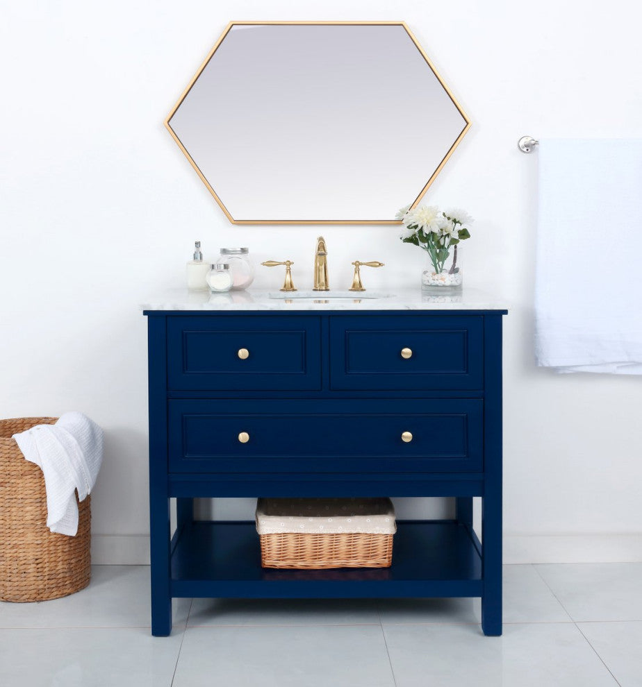Matilda Single Bathroom Vanity, Blue, 36"