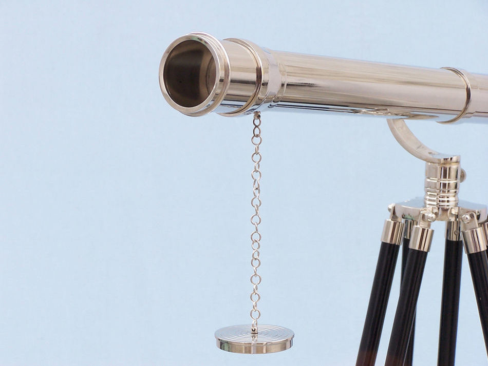 Floor Standing- Chrome Galileo Telescope 65''- Nautical Decor- Chrome Telescope
