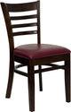 Dyersburg Wood Chair Ladder Back Walnut, Burgundy Vinyl Seat