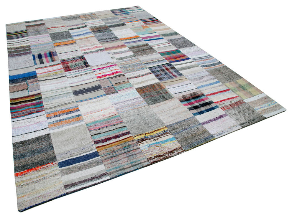 Rug N Carpet - Handmade Oriental 8' 1'' x 11' 7'' Rustic Patchwork Kilim Rug