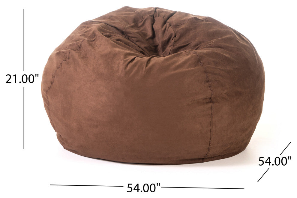 Selena Traditional 5 Foot Suede Bean Bag, Cover Only, French Roast