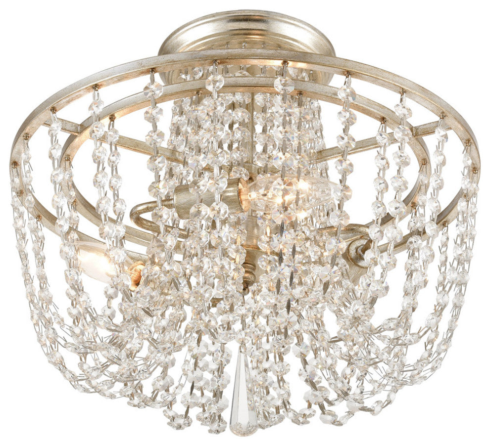 Crystorama ARC-1900-SA-CL-MWP, 3-Light Ceiling Mount, Antique Silver