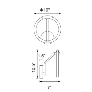 Hoops 1 Light LED Wall Sconce With Satin Gold Finish