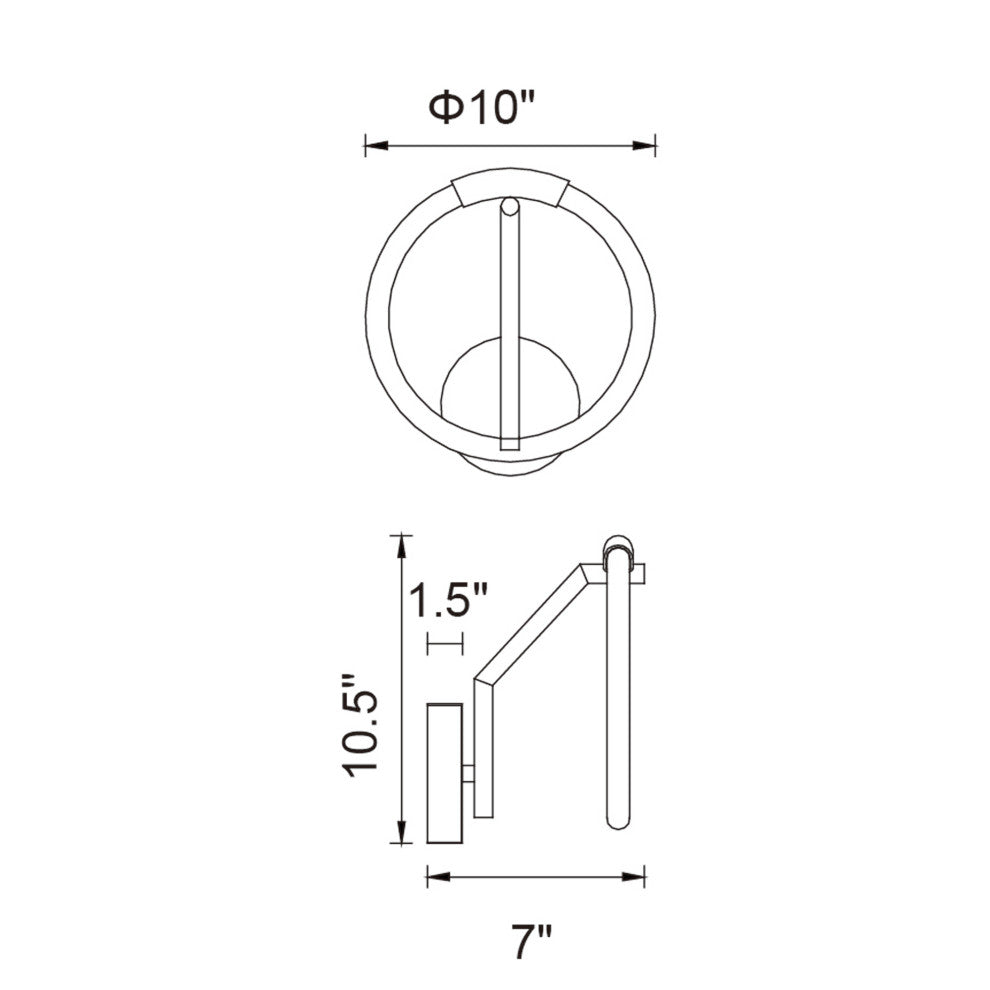Hoops 1 Light LED Wall Sconce With Satin Gold Finish