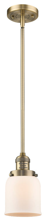 1-Light Small Bell 5" Pendant, Brushed Brass, Glass: Matte White Cased