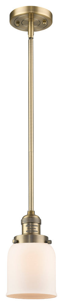 1-Light Small Bell 5" Pendant, Brushed Brass, Glass: Matte White Cased