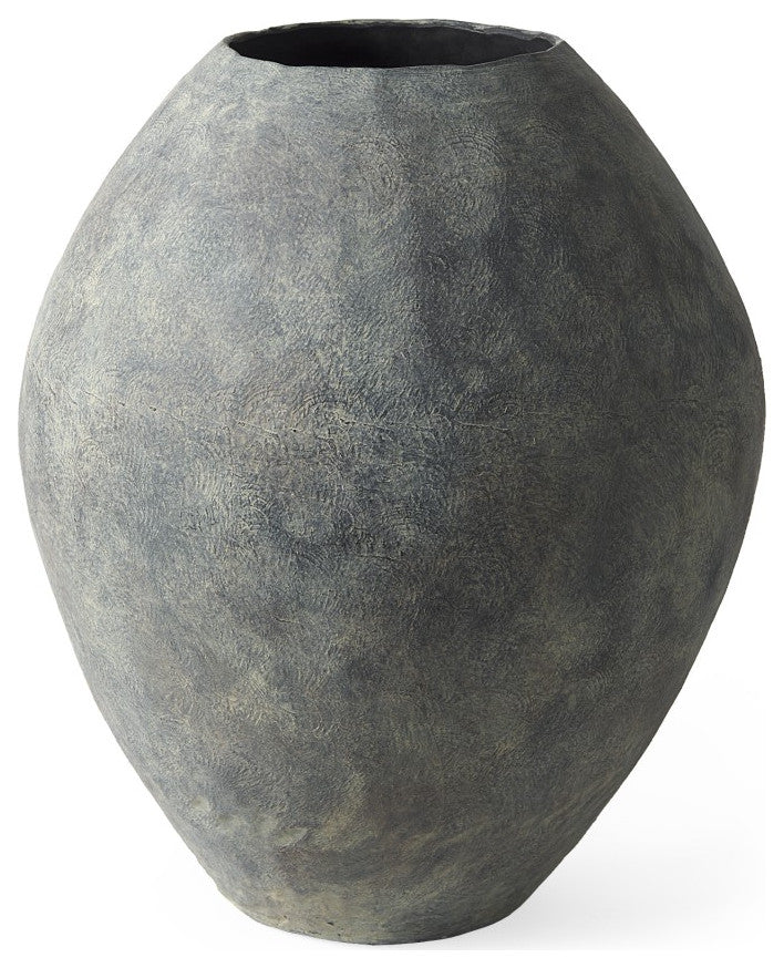 Kyros Gray 28" Earthy Ceramic Oval Vase