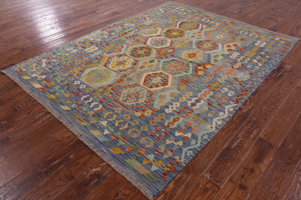 Kilim Flat Weave Reversible Rug 5' 11" X 7' 8" Q8285