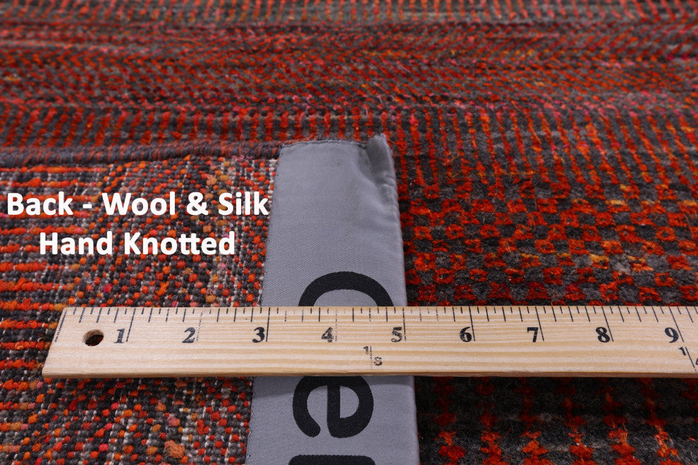 9' Square Wool & Silk Super Savannah Gabbeh Handmade Rug - Q13067